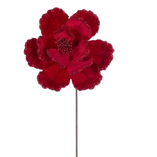 20" Red Velvet Bead Trim Magnolia Stems, 3ct. By Vickerman | Michaels®
